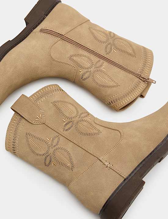 Bottes Western enfant hauteur mi-mollet &agrave; talons compens&eacute;s (du 20,5 au 39,5)