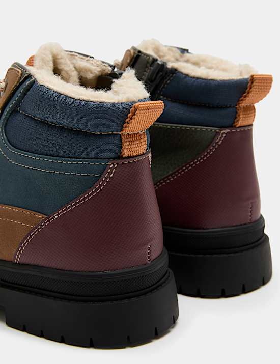 Bottines de marche enfant &agrave; lacets et motif color block (du 23 au 37)