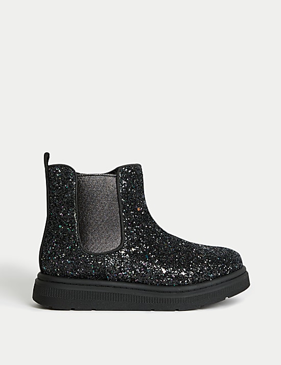 Kids' Glitter Chelsea Boots (4 Small - 2 Large)