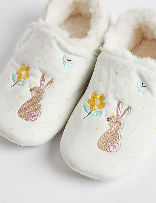 Chaussons enfants à bande auto-agrippante et motif lapin (du 20 au 31)