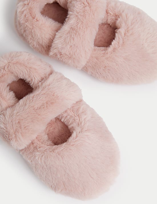 Chaussons enfants de ballet en fausse fourrure (du 20,5 au 34,5)
