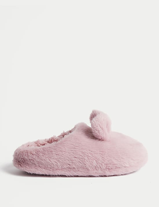 Kids' Bunny Faux Fur Slippers (9 Small - 6 Large)