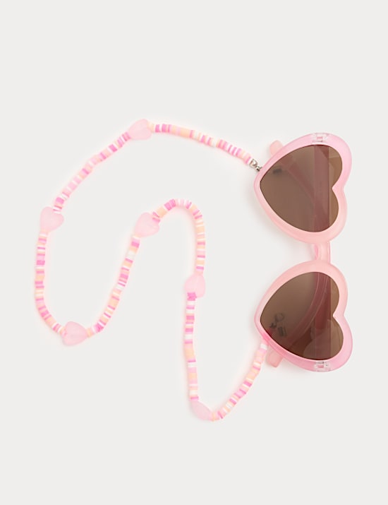Kids&rsquo; Heart Sunglasses with Chain (S-L)