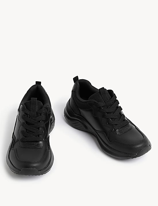 Kids' Leather Lace up School Trainer (2&frac12; Large - 9 Large)