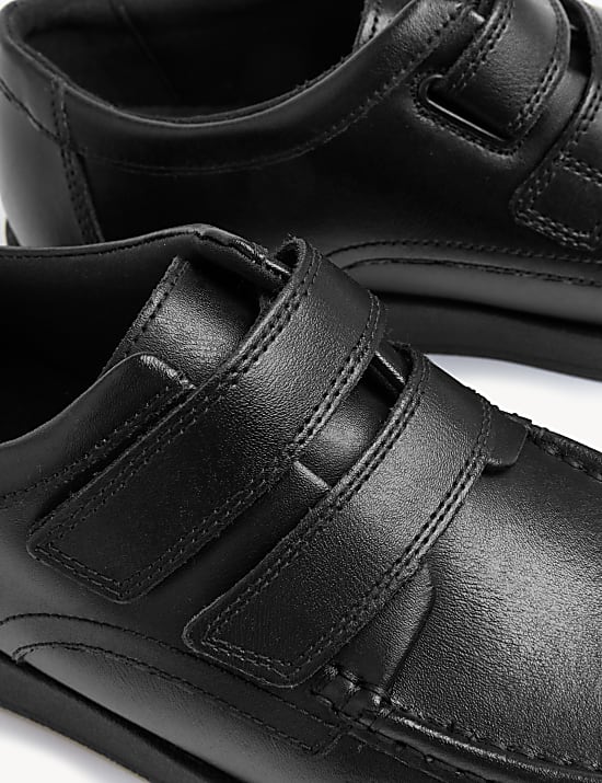 Kids' Leather Double Riptape School Shoes (2&frac12; Large - 9 Large)