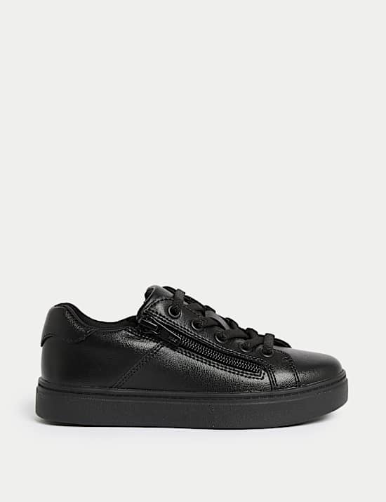 Kids' Leather Zip Fastening School Shoes (8 Small-2 Large)