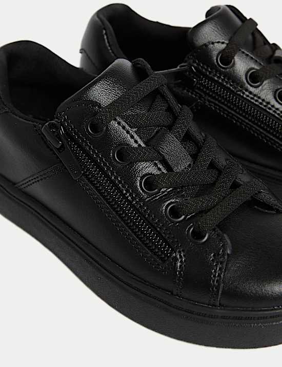 Kids' Leather Zip Fastening School Shoes (8 Small-2 Large)