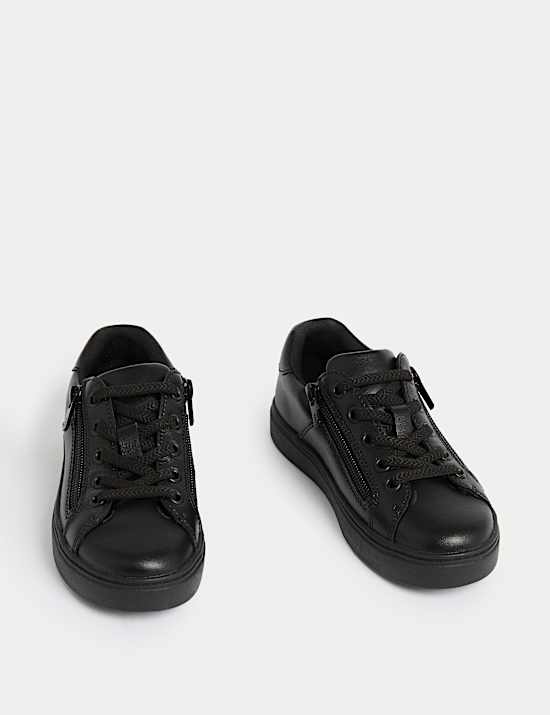 Kids' Leather Zip Fastening School Shoes (8 Small-2 Large)