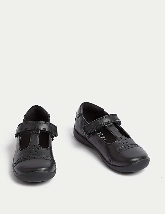 Kids&rsquo; Leather T-Bar School Shoes (8 Small - 2 Large)