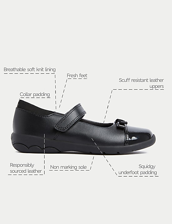 Kids' Leather Bow School Shoes (8 Small-2 Large)
