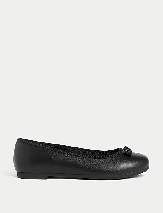 Kids Leather Ballerina Bow School Shoes 2 Large 7 Large