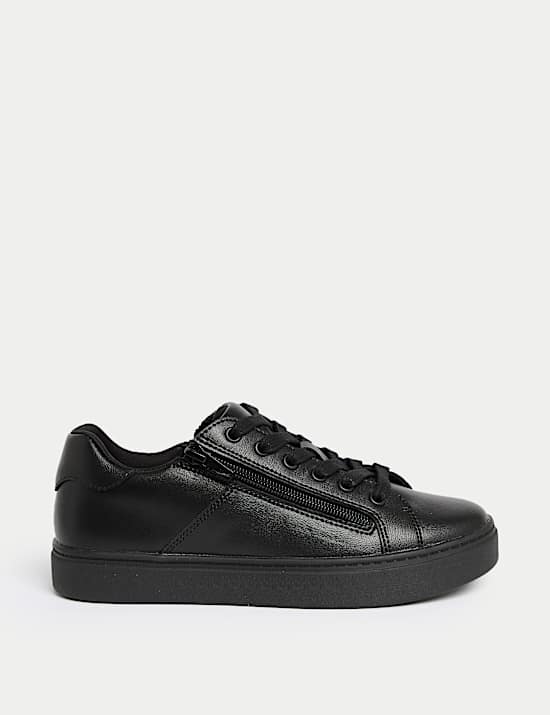 Kids' Leather Side Zip School Shoes (13 Small-9 Large)