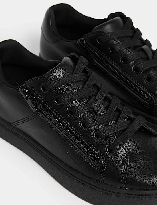 Kids' Leather Side Zip School Shoes (13 Small-9 Large)