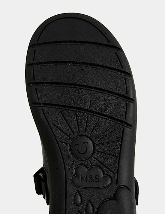 Kids' Leather Studded Riptape School Shoes (8 Small-2 Large)