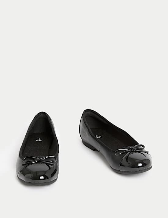 Kids' Leather Bow Ballet School Shoes (13 Small - 7 Large)