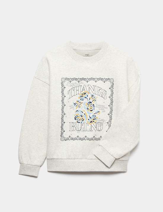 Sweat-shirt en coton &agrave; motif graphique perle (du 6 au 16 ans)