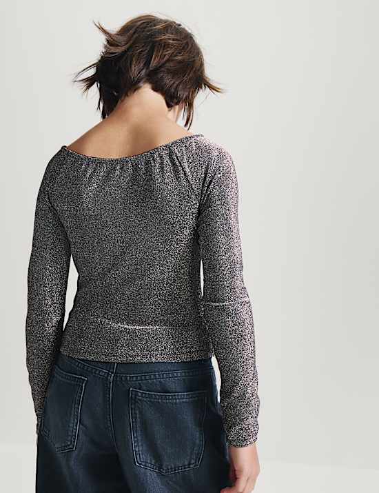 Sparkly Off Shoulder Bardot Top