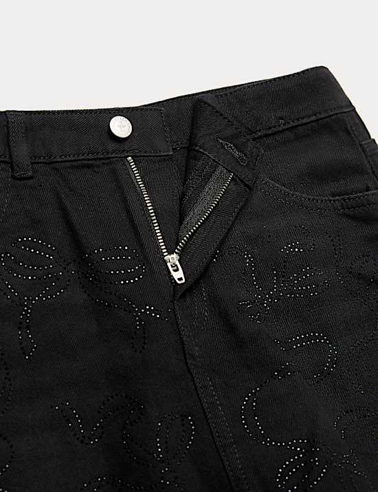 Pure Cotton Diamante Denim Skirt (6-16 Yrs)