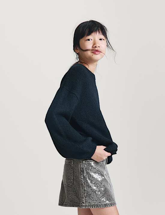 Mini jupe en denim orn&eacute;e de sequins (du 6 au 16 ans)