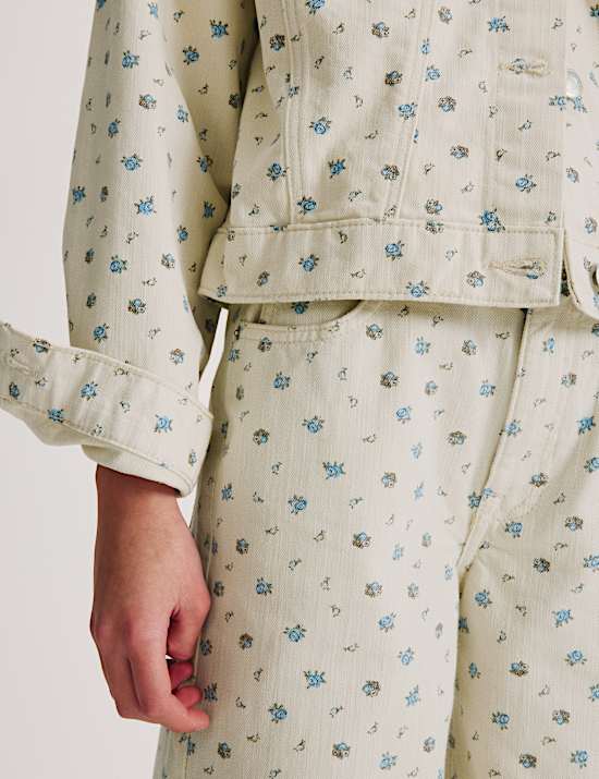 Denim Ditsy Print Wide Leg Jeans (6-16 Yrs)