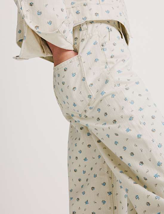 Denim Ditsy Print Wide Leg Jeans (6-16 Yrs)