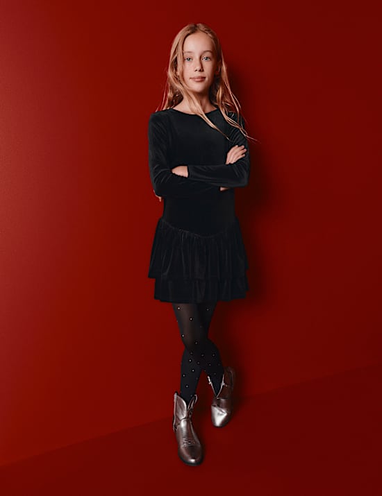 Velvet Dropwaist Dress (6-16 Yrs)