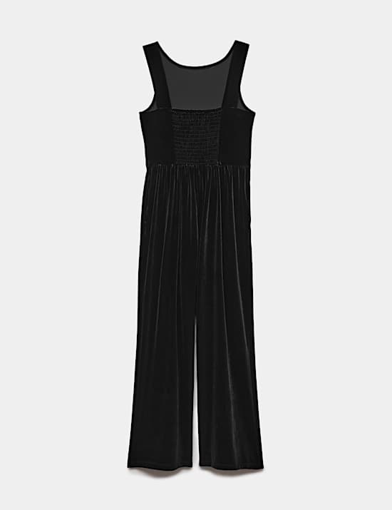 Velvet Wide Leg Pull On Jumpsuit