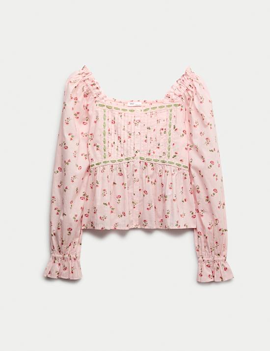 Pure Cotton Ditsy Floral Top (6-16 Yrs)