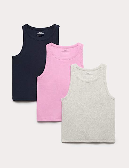 3 Pack Cotton Rich Vests (6-16 Yrs)