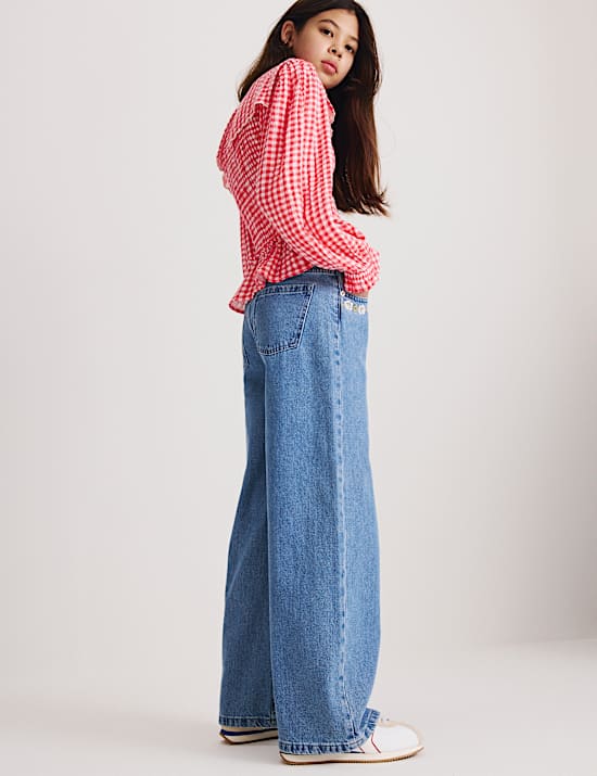 Denim Embroidered Wide Leg Jean (6-16 Yrs)