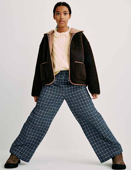 Pure Cotton Checked Relaxed Trousers (6-16 Yrs)