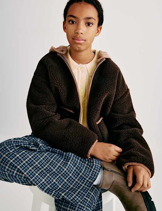 Pure Cotton Checked Relaxed Trousers (6-16 Yrs)