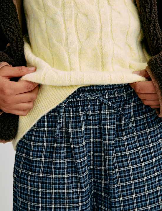 Pure Cotton Checked Relaxed Trousers (6-16 Yrs)