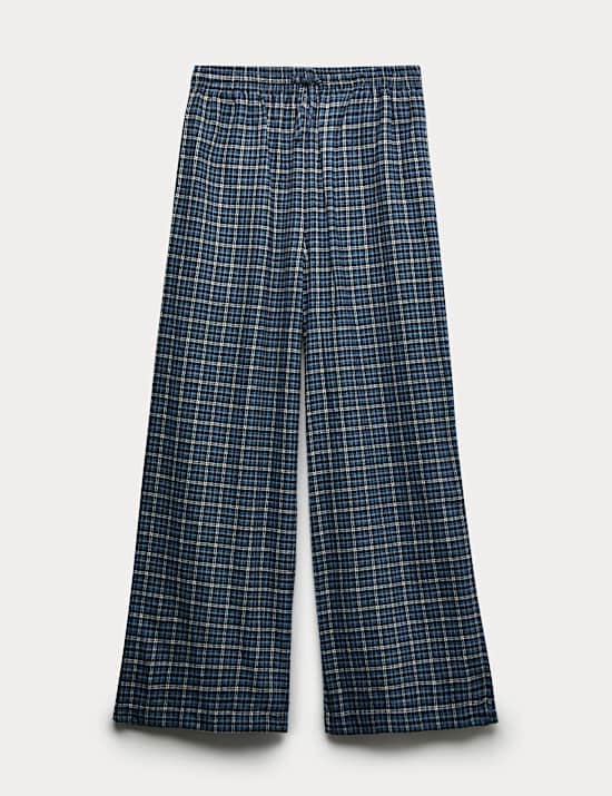 Pure Cotton Checked Relaxed Trousers (6-16 Yrs)