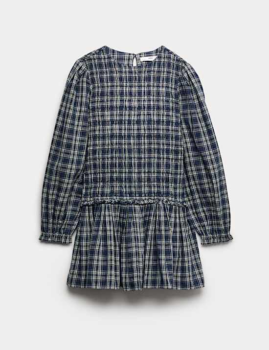 Pure Cotton Checked Dress (6-16 Yrs)