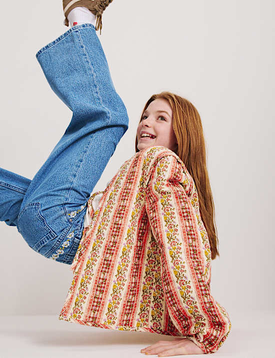 Pure Cotton Quilted Floral Jacket (6-16 Yrs)