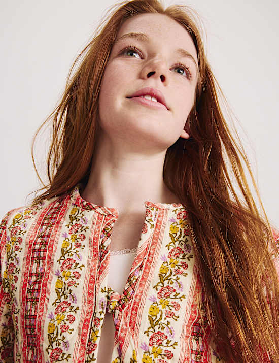 Pure Cotton Quilted Floral Jacket (6-16 Yrs)