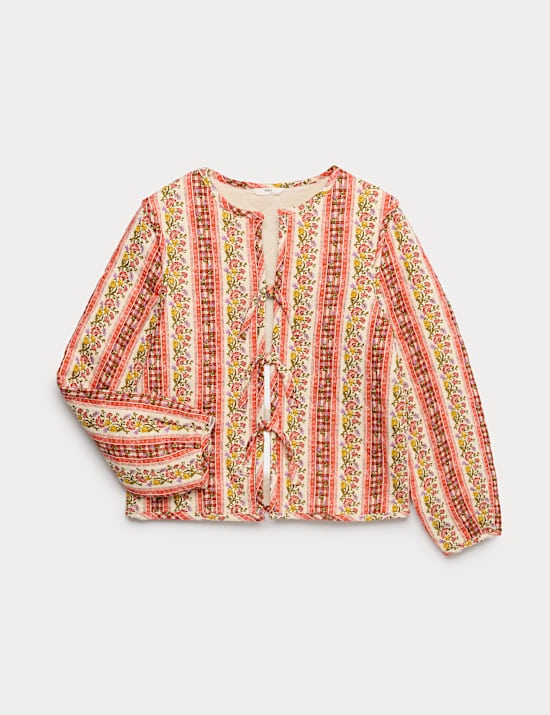 Pure Cotton Quilted Floral Jacket (6-16 Years)