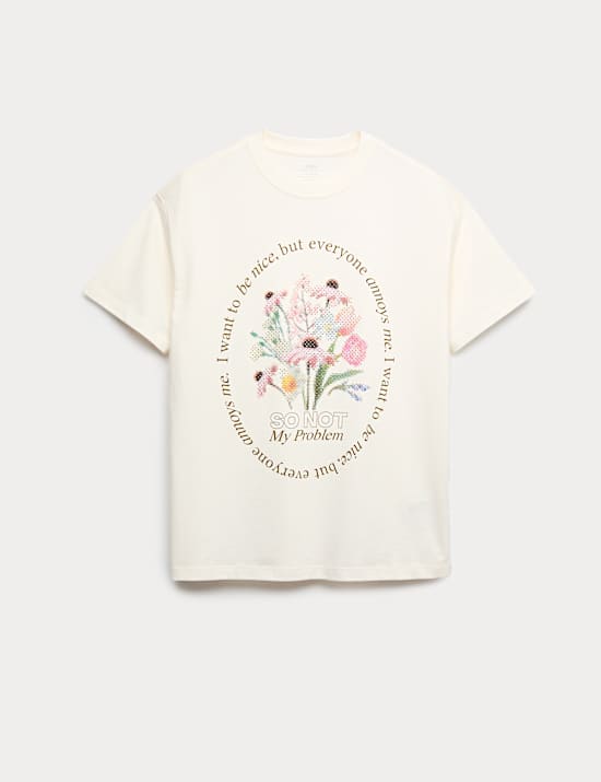 Pure Cotton Diamante Graphic T-Shirt (6-16 Yrs)