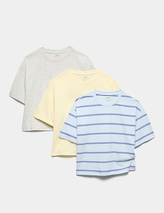 3er-Pack kastige T-Shirts aus reiner Baumwolle (6&ndash;16 J.