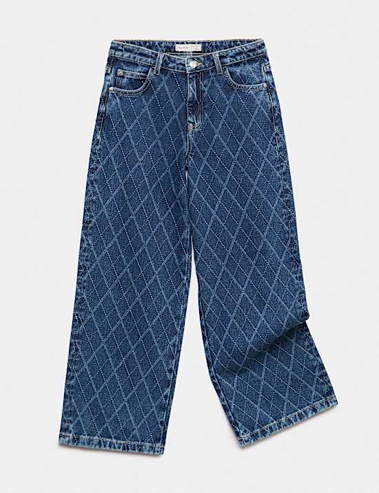 Jeans en denim jacquard coupe large (du 6 au 16 ans)