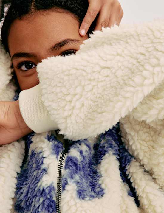 Chaqueta de borreguito con estampado floral (6-16 a&ntilde;os)