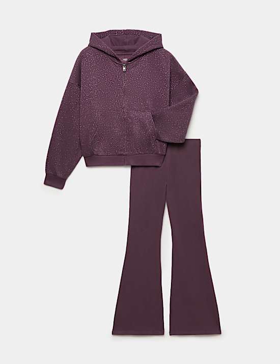 2 Piece Sparkle Hoodie & Kickflare Set (6-16 Yrs)