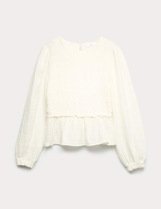 Gesmoktes Oberteil aus reiner Baumwolle (6–16 Jahre)