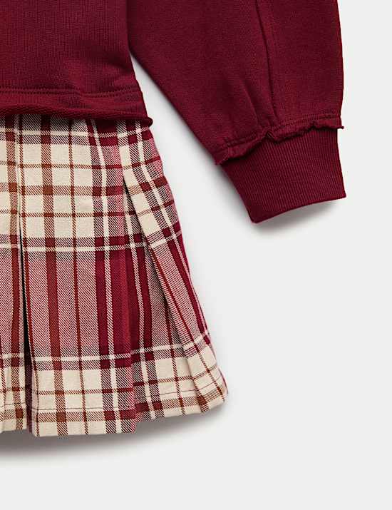 Cotton Rich Checked Sweatshirt Dress (6-16 Yrs)
