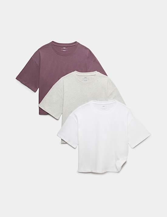 3 Pack Cotton Rich Boxy T-Shirts (6-16 Yrs)