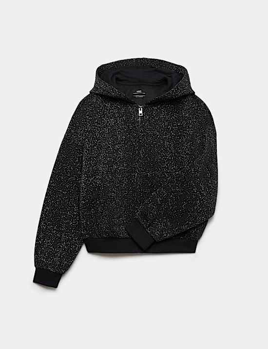 Cotton Rich Lurex Sparkle Zip Hoodie