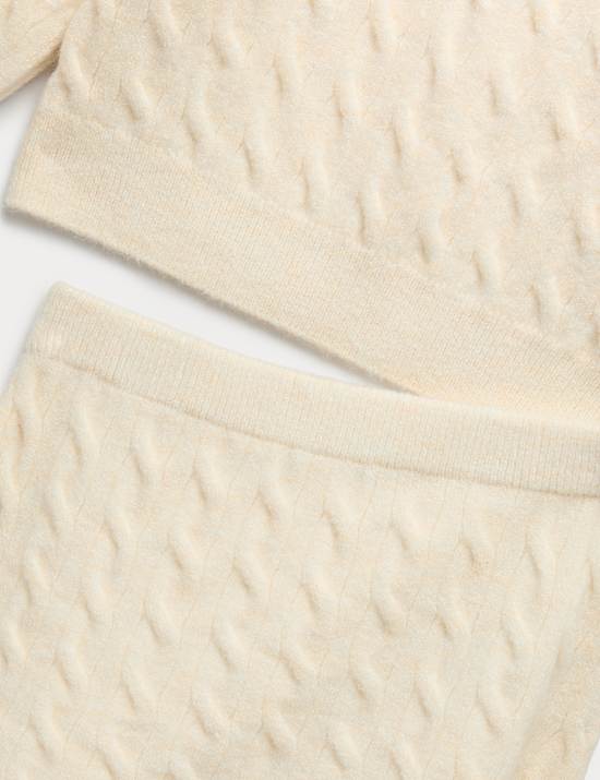 2-delige outfit met kabeltrui en rok (6-16 jaar)