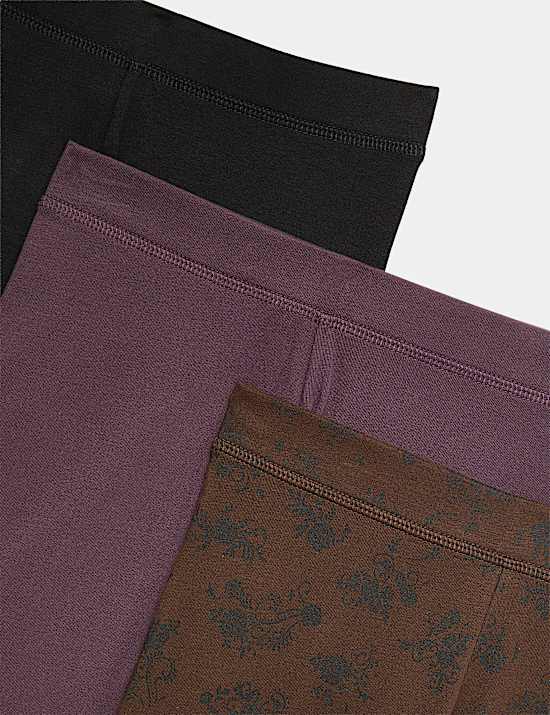 3 Pack Cotton Rich Print Leggings (6-16 Yrs)