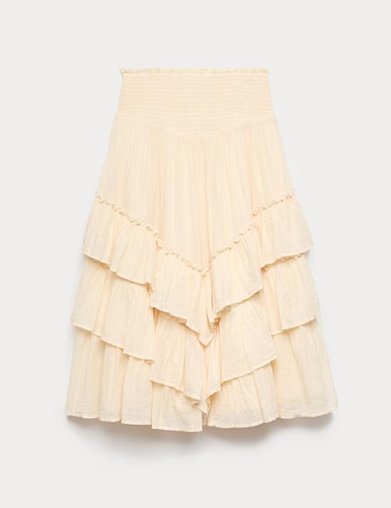 Jupe longue 100 % coton &agrave; volants (du 6 au 16 ans)